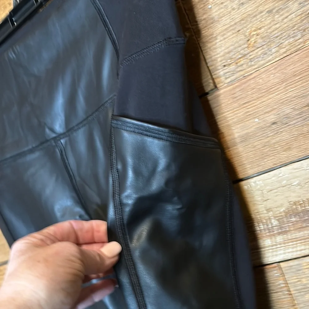 Athleta Gleam Chaturanga Black Faux Leather Leggings